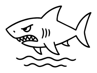 angry shark swimming vector cartoon illustration