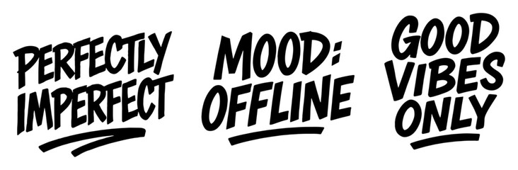 inspirational and funny slogan set hand drawn text