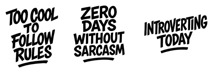 sarcastic phrases collection bold text design