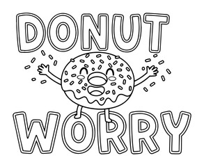 donut worry quote with funny smiling donut character