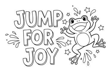 jump for joy quote with excited frog cartoon