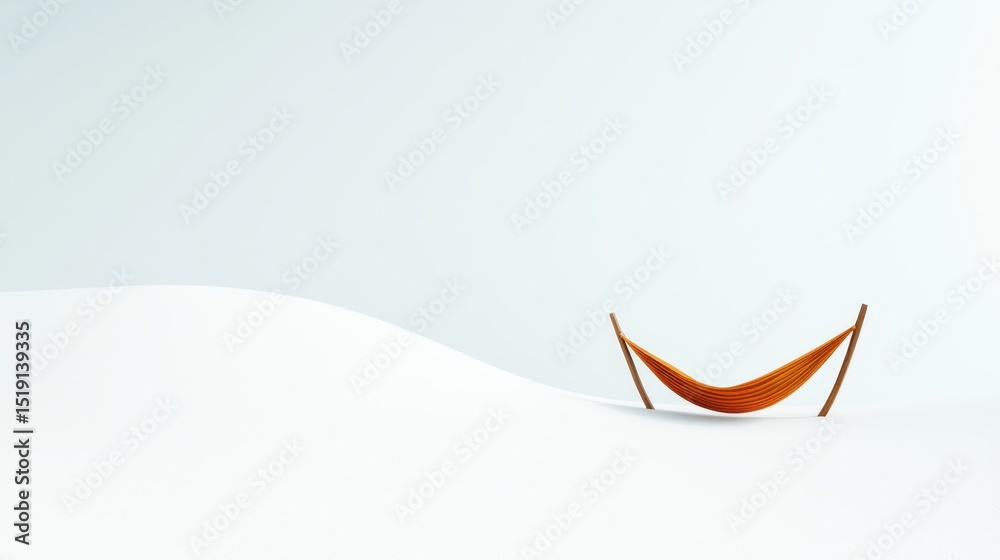 Poster relax hammock beach concept. a serene hammock set against a minimalist white background.
