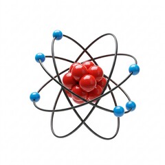 A futuristic atom model with vibrant, energetic electrons orbiting a nucleus,