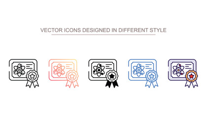 Physics Certificate icon design with white background stock illustration