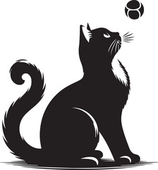 Black and white cat silhouettes with tribal animal designs
