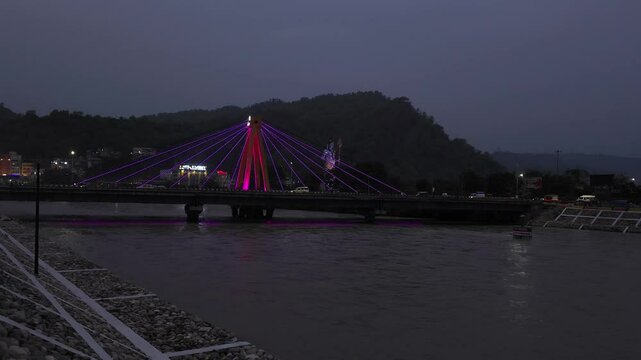 India at Night, Beautiful Bridge Lights Captured