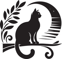 Black and white cat silhouettes with tribal animal designs