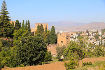 View of the Alhambra in the Spanish city Granada, Andalusia, Spain    