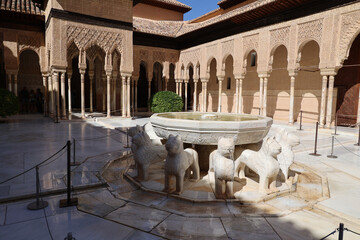 Lion Fountain in the Alhambra, Granada, Andalusia, Spain