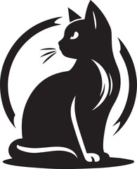 Black and white cat silhouettes with tribal animal designs