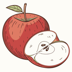 Obraz premium red apple with leaf