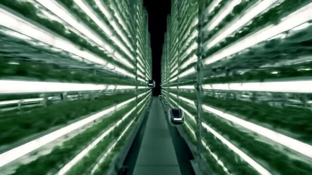 Vertical farming technology futuristic greenhouses growing plants