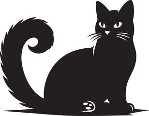 Black and white cat silhouettes with tribal animal designs