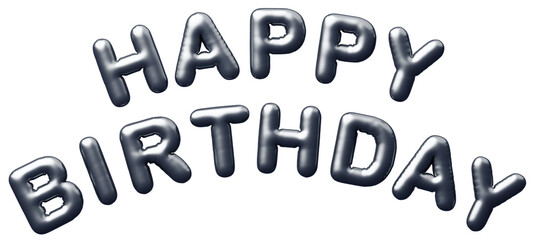 3D画像_風船_HAPPY BIRTHDAY_シルバー