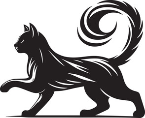 Black and white cat silhouettes with tribal animal designs