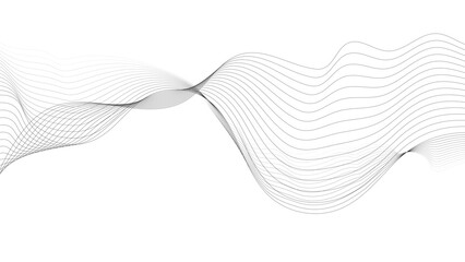 Black Abstract Wavy Lines on White Background