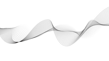 Abstract Black Wave Lines on White Background