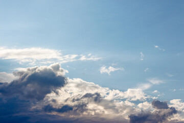 blue sky with cumulus clouds in summer. cloudy weather in the afternoon. meteorology forecast...