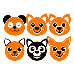 Adorable pet face icons set vector illustration