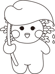 Cute Axolotl with Umbrella in the Rain Coloring Page
