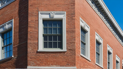 Fototapeta premium Corner exterior of a building with bricks and quoin in San Francico, California