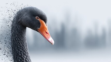 Obraz premium Black swan symbolizing unexpected events concept. Severe economic downturn and financial crisis. Issues of debt, consumption, inflation, rising product prices, and increased expenses.