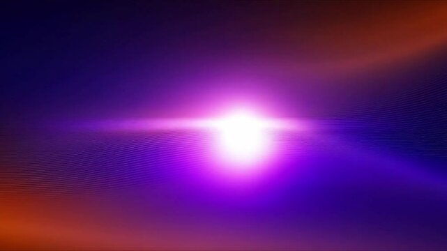 A central white starburst shines in a gradient of orange to dark blue with linear designs in the blue area