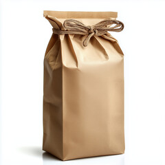 brown food bag, white background