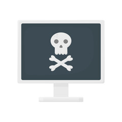 Computer monitor with a skull. Cyber ​​fraud concept