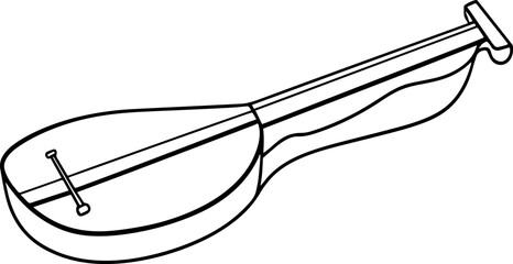 Shamisen black outline vector and illustration, coloring book page