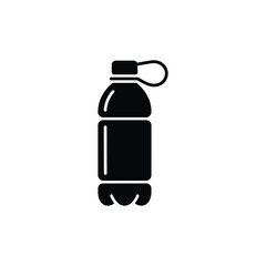 Obraz premium Black Silhouette of a Plastic Water Bottle with Cap and Attached Loop