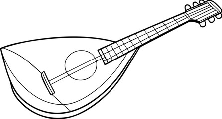 Balalaika black outline vector and illustration, coloring book page
