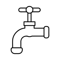 Simple outline drawing of a water faucet isolated on a white background