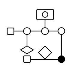 Abstract flowchart diagram with shapes and connecting lines representing a process