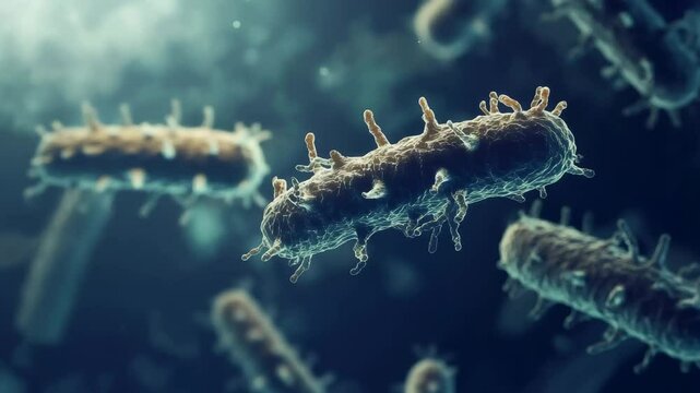 Microscopic View of Rod-Shaped Bacteria