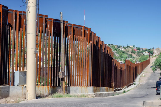U.S. Mexico border wall in Nogales, AZ