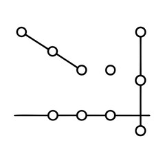 Abstract geometric arrangement of connected circles forming lines in simple vector illustration