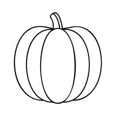 Simple black and white outline illustration of a pumpkin perfect for autumn and fall designs