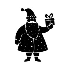 Silhouette santa claus with a gift vector illustration perfect for christmas season design