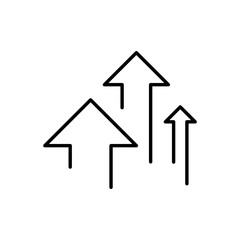 Line Icon of Rising Arrows Symbolizing Success Boost Improvement and Upward Movement in Business or Statistics