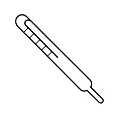 Simple black and white medical thermometer icon for healthcare and medical illustrations