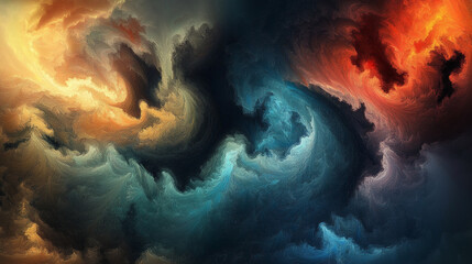 This picture shows a fantastic vortex pattern with colors transitioning from deep blue to orange-red, full of motion and mystery, as if the energy flow in the universe.