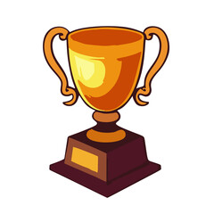 Golden Trophy Illustration with Handles and Brown Base