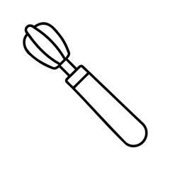 Simple hand drawn line art outline of a kitchen whisk cooking utensil