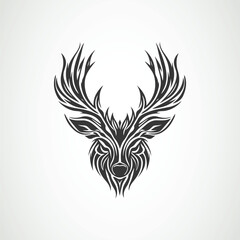 Dear head silhouette logo, Vector illustration. Modern dear head logo. Antler head silhouette. 
