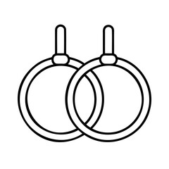 Illustrated outline of gymnastics rings for fitness exercise training and sport competition