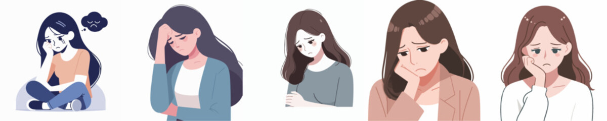 vector of a woman who is sad