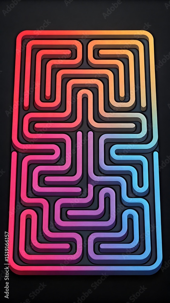 Wall mural abstract colorful maze pattern design background