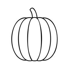 Simple outline illustration of a pumpkin perfect for autumn or halloween designs