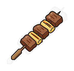 Yakitori Japanese Food Clipart: Grilled Chicken Skewers Illustration
